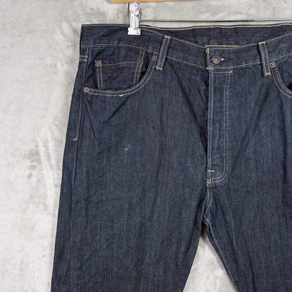 Levi 501 Jeans Dark Wash Denim Pants 36x30 Straight Leg Button Fly Mens - Picture 4 of 12